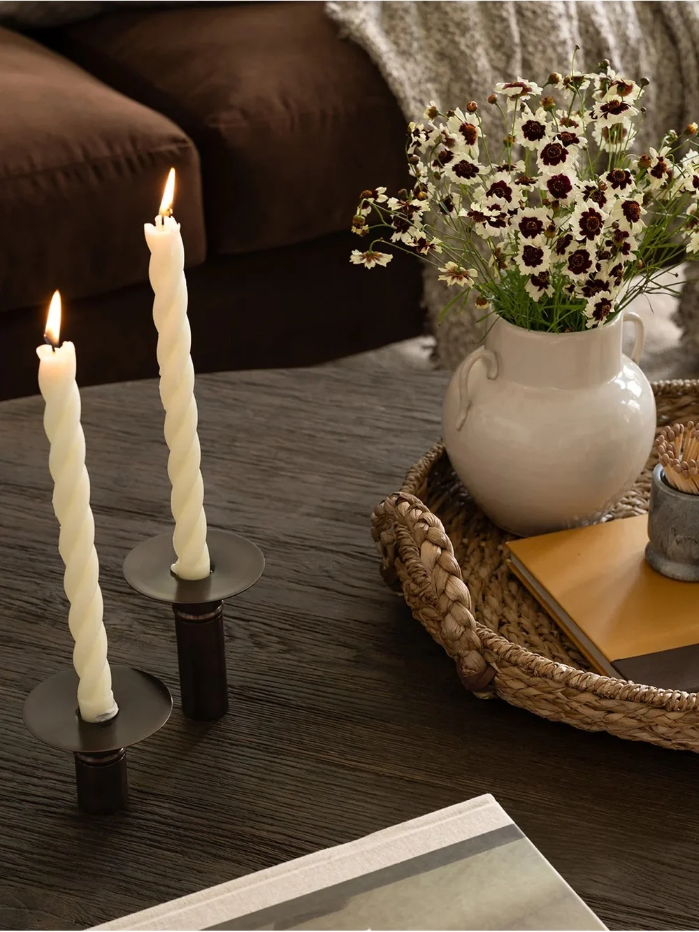 McGee & Co Classic Ivory Twisted Twisted Taper Candles - Set of 4, 10”, LIKE NEW